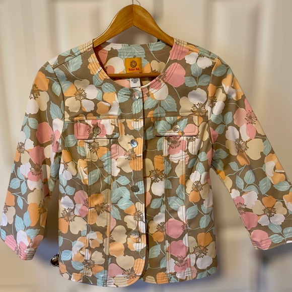 Ruby Rd. Jackets & Blazers - Ruby Rd Coral Surf Floral Tech Jacket